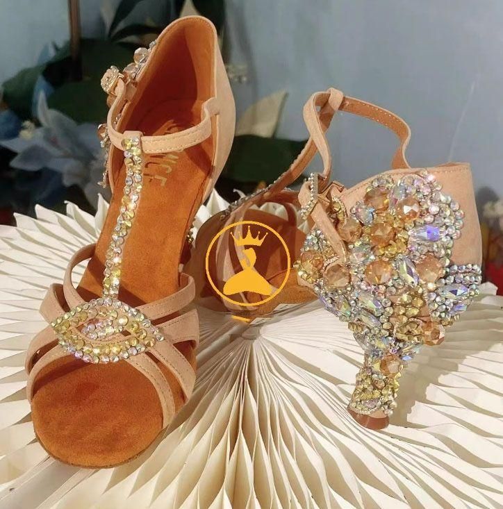 2025新作 新品未使用 ダンスウェア ラテンダンス 舞台 発表会 ダンス衣装 社交ダンス 社交ダンス ラテンシューズ ストーン 22.5㎝～25.0㎝ オーダーメイド