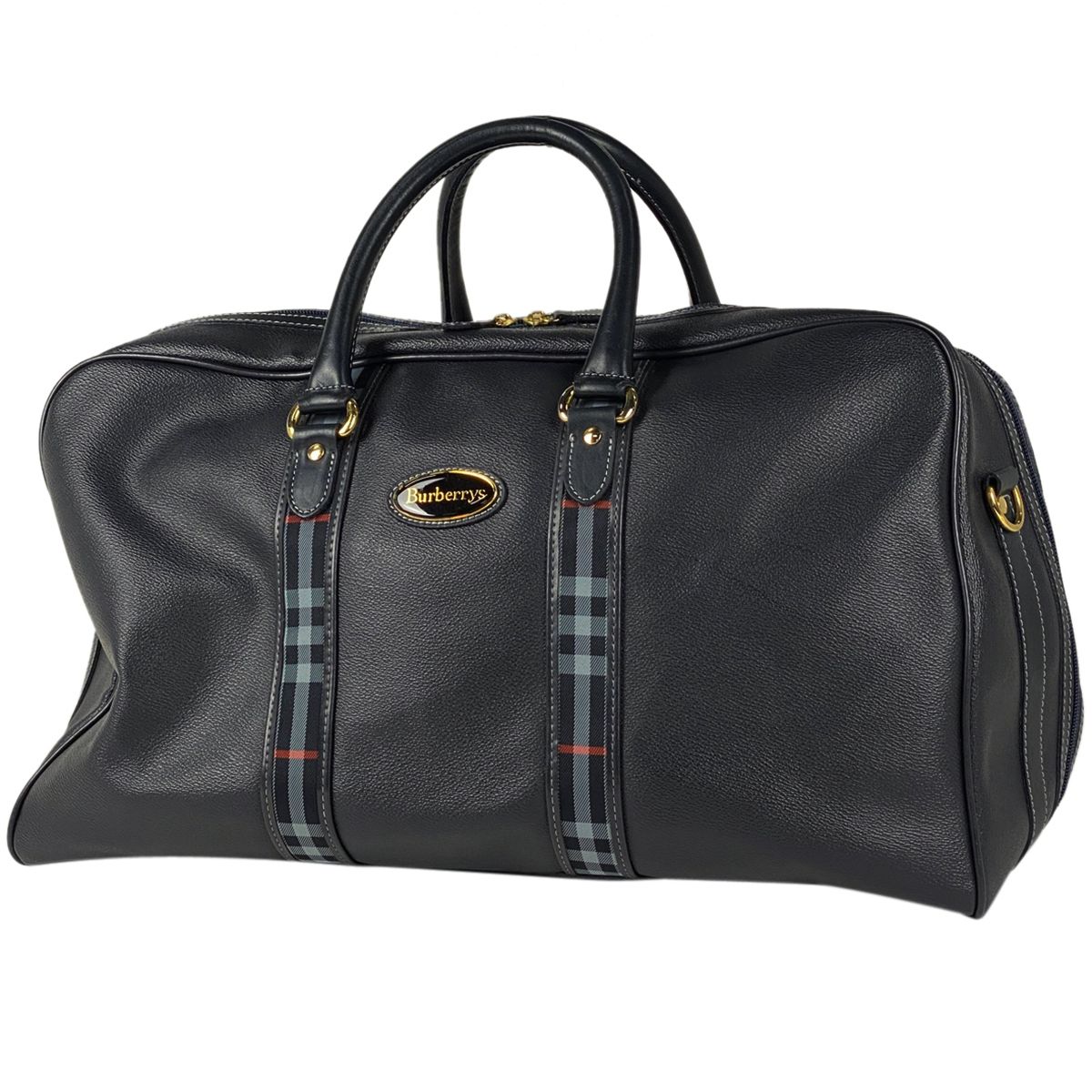 Burberryボストンバッグ ネイビー チェック柄 バーバリー