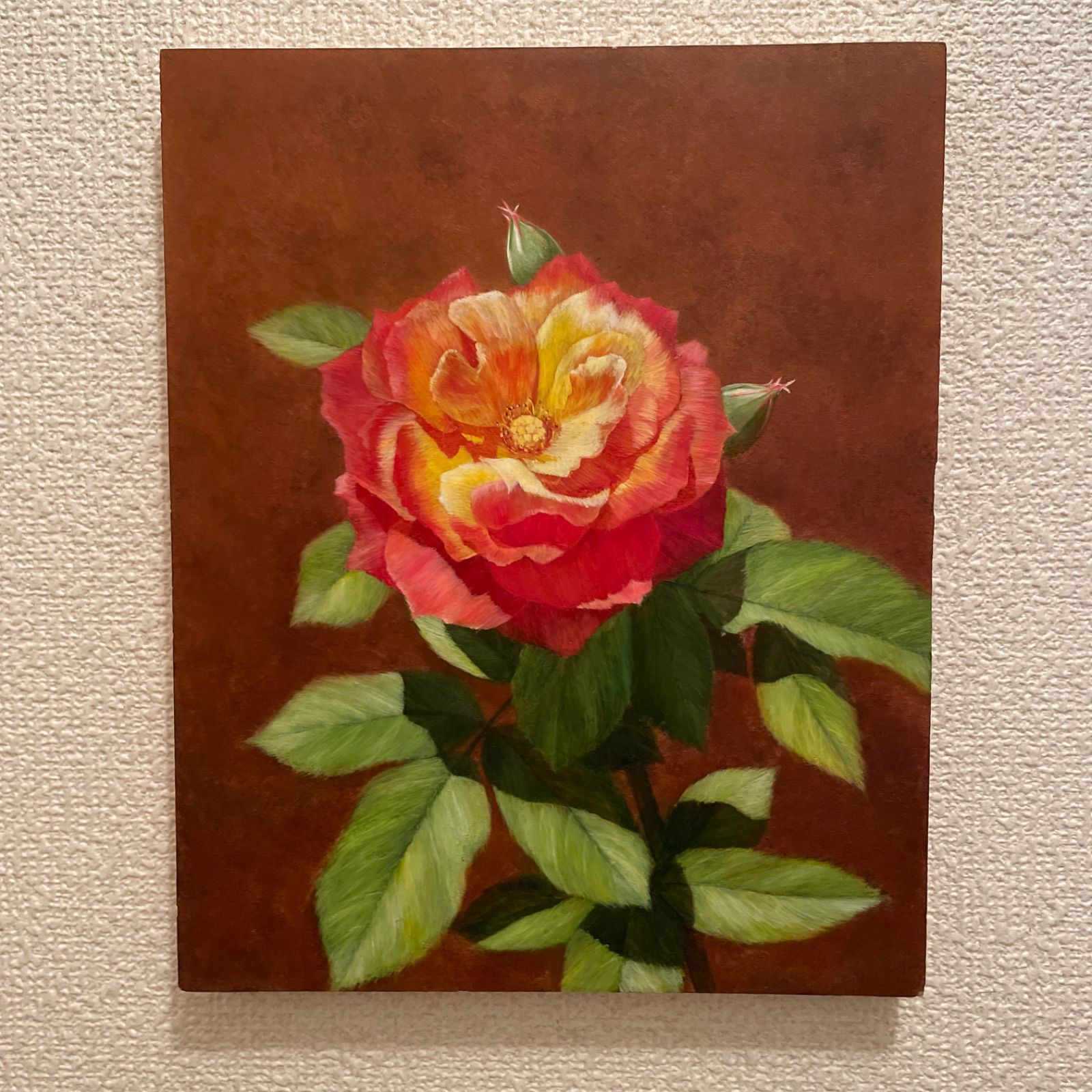 油絵 薔薇の静物画 バラ F3号キャンバス