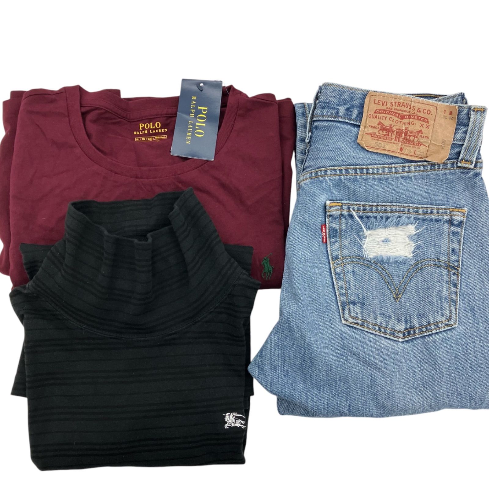 186004　3点まとめ売りBurberry black label　POLO Ralph Lauren　Levi’s501