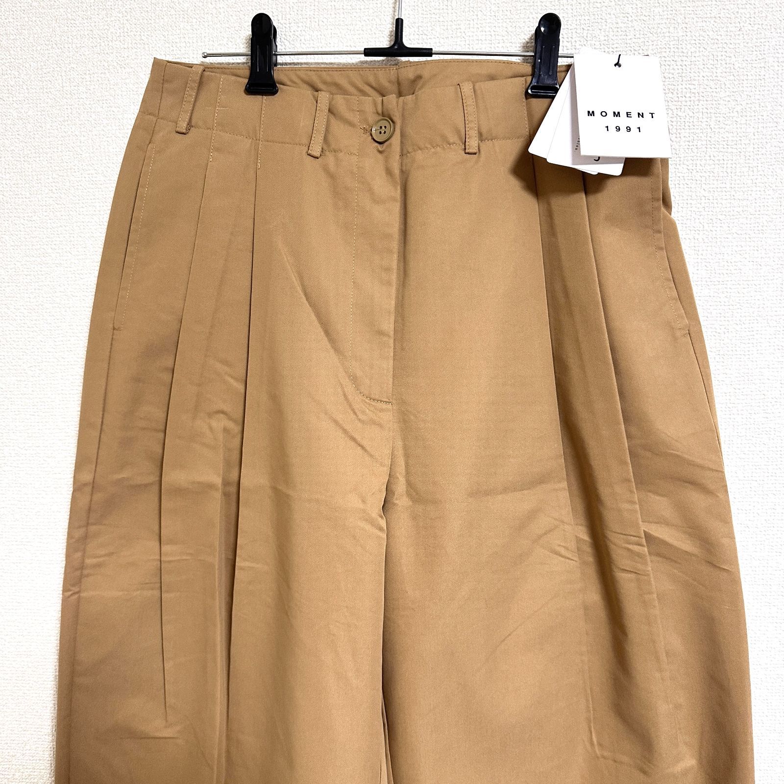 another S MOMENT1991 タック入りワイドチノパンツ L ベージュ