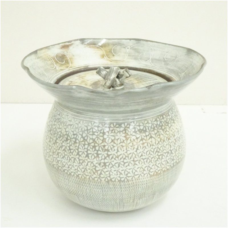 京焼 森里陶楽造 三島砂金袋水指 銘 松風 大徳寺 小林太玄書付 共箱 水指し 茶道 茶道具 おしゃれ 水差し 抹茶 インテリア 茶器 水器 お茶 骨董 茶会 1月 2月 冬