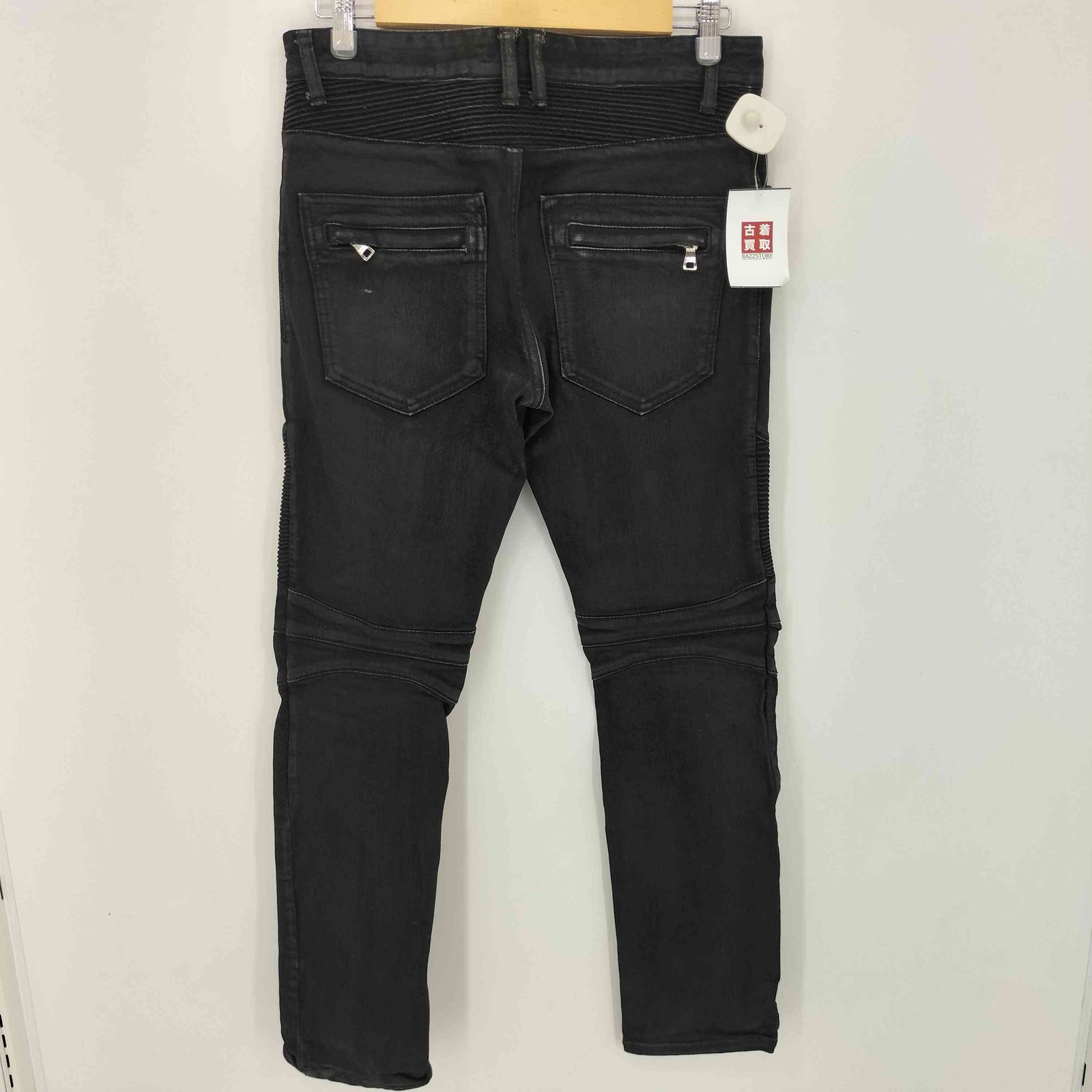 USED古着(ユーズドフルギ) {{IRON HEART}} ダメージ＆リペア加工 ブラックデニム メンズ  34【中古】【ブランド古着バズストア】 USED古着(ユーズドフルギ) {{IRON HEART}} ダメージ＆リペア加工