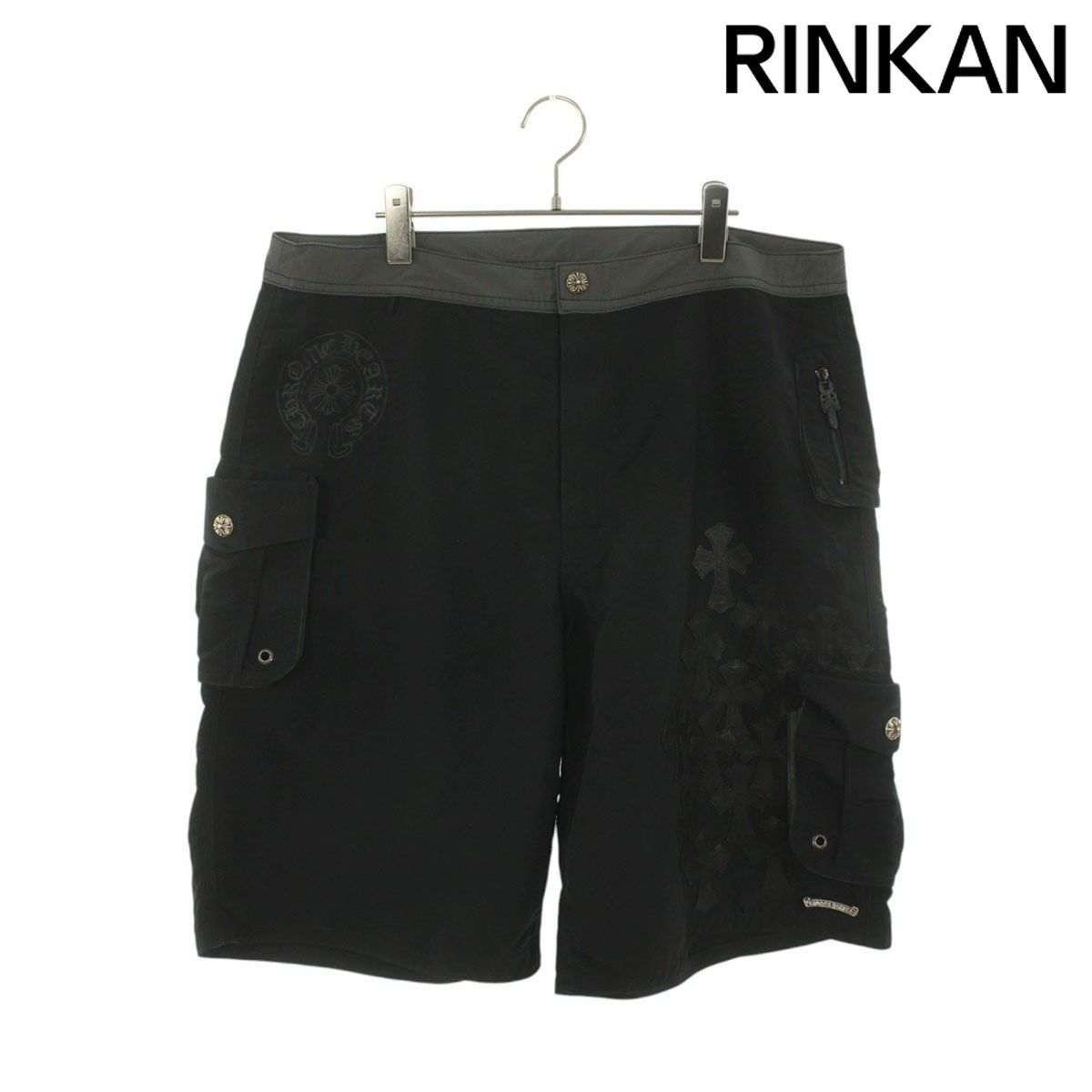 クロムハーツ SWIM PANTS CRS BTN CEM クロスパッチ付きクロスボールボタンハーフパンツ メンズ 36