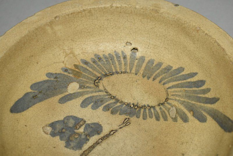 蔵A5025b 古美術 古絵瀬戸 石皿 27㎝ 幕末