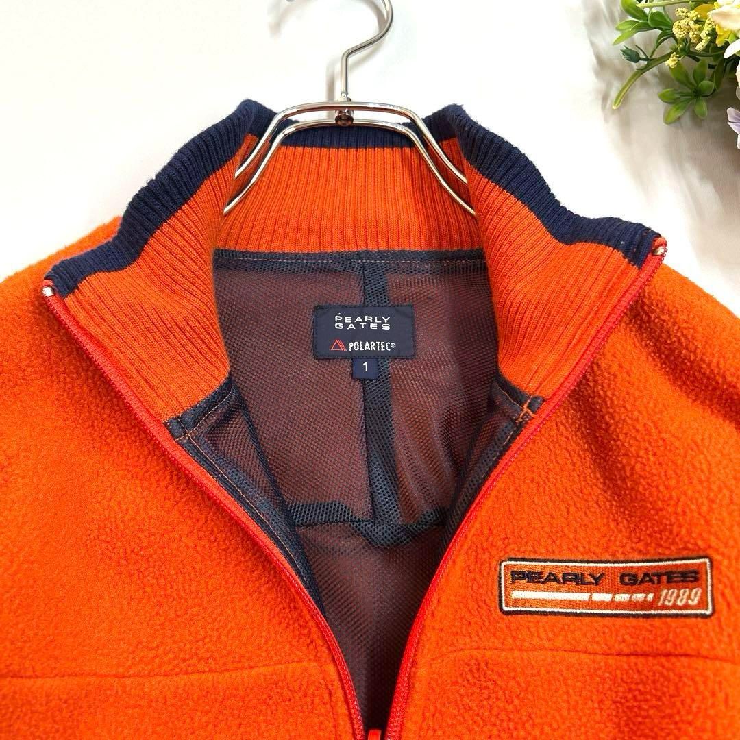 パーリーゲイツ　1/M フリースジャケット　ボア　長袖　オレンジ　裏地メッシュ パーリーゲイツ 1/M フリースジャケット ボア 長袖 オレンジ
