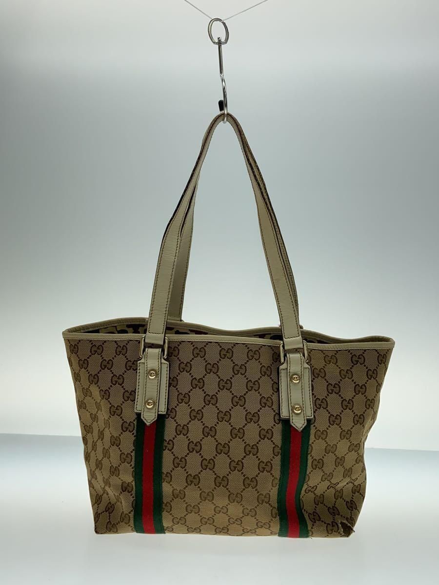 GUCCI トートバッグ_GGキャンバス キャンバス ブラウン 角擦れ 内部変色有 - メルカリ