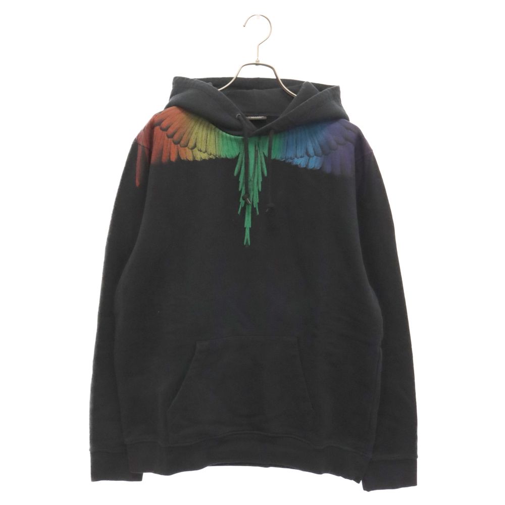MARCELO BURLON (マルセロバーロン) フェザー プリント スウェット パーカー ブラック CMBB007S18630007