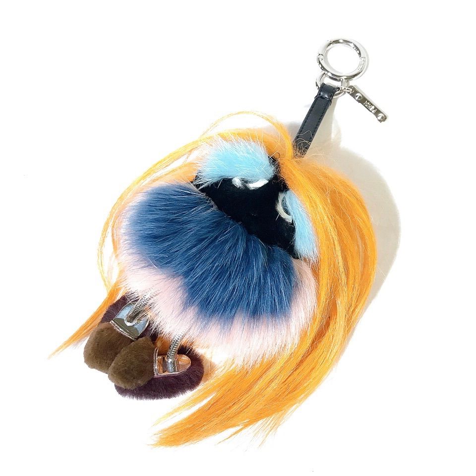美品 FENDI フェンディ ファー バグズアイ バッグチャーム キーホルダー 美品】FENDI フェンディ ファーチャーム AB バッグバグズ