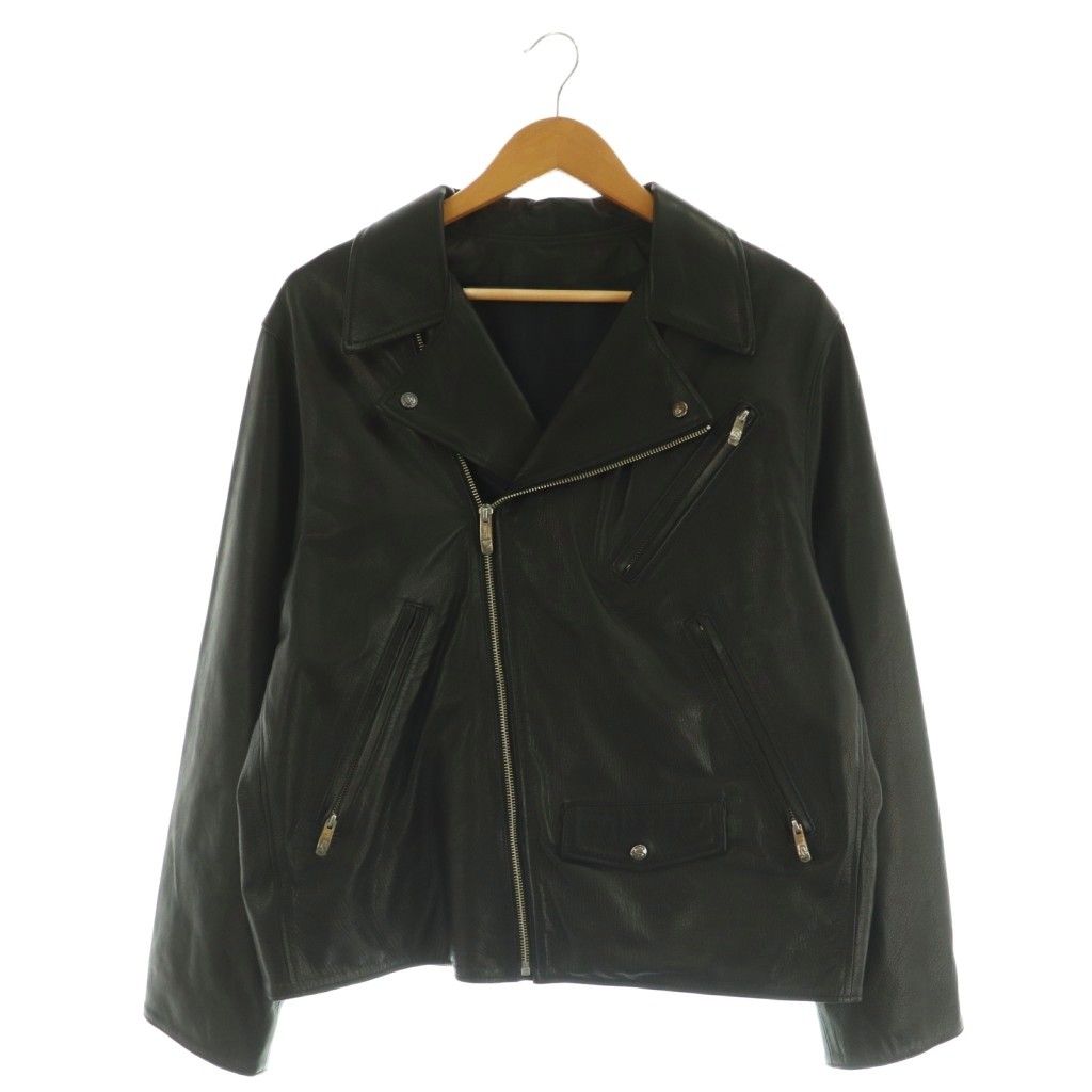 ポータークラシック Porter Classic PC RIDERS JACKET W|LOVE - PEACE SILVER ライダースジャケット レザー アウター ジップアップ L 黒 |NR OS