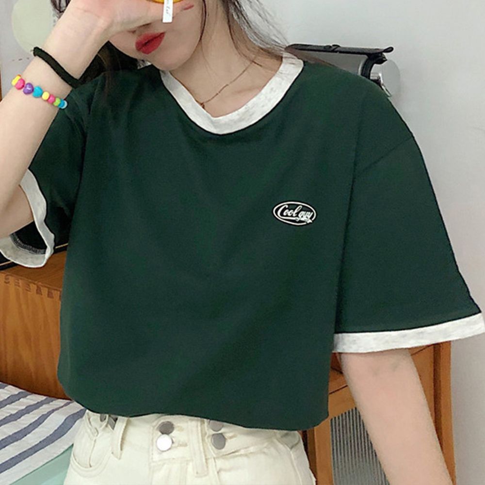 4色 Tシャツ 半袖 トップス ワンショルダー ロゴ カジュアル派 4color メンズ 半袖tシャツ おしゃれ ティーシャツ クルーネック