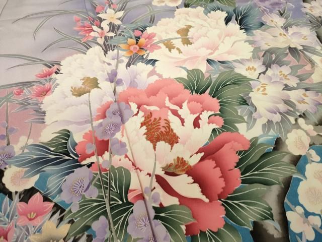 平和屋着物○豪華振袖 刺繍 枝花文 暈し染め 金糸 金彩 ロング丈