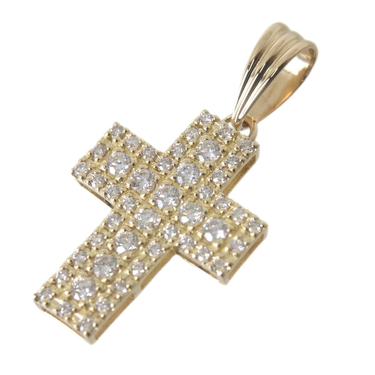メレダイヤ1ct クロスペンダント K18 1.00 YG 3.8g 18金 NO 磨き仕上げ品 Sランク