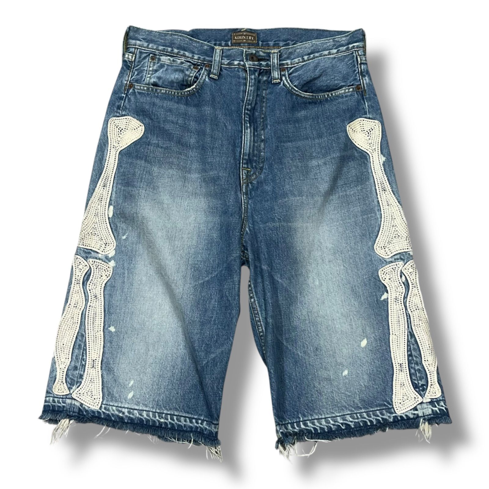 KAPITAL ハーフパンツ　ダック生地　ポケット　Mサイズ KAPITAL Bone Denim Shorts ボーン デニム ショーツ ハーフ