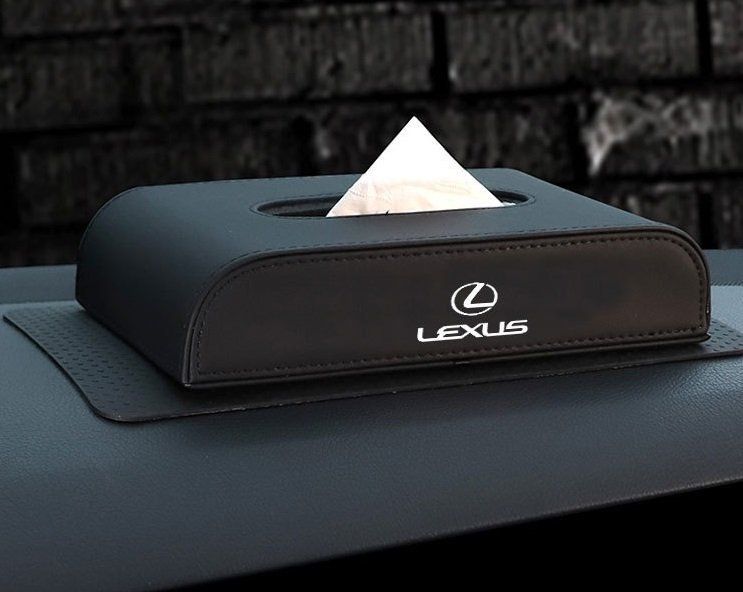 レクサス LEXUS 車用ティッシュボックス PUレザー 高級ティッシュケース 磁石開閉 車内収納ケース ロゴ入り 防水 ブラック  メルカリShops
