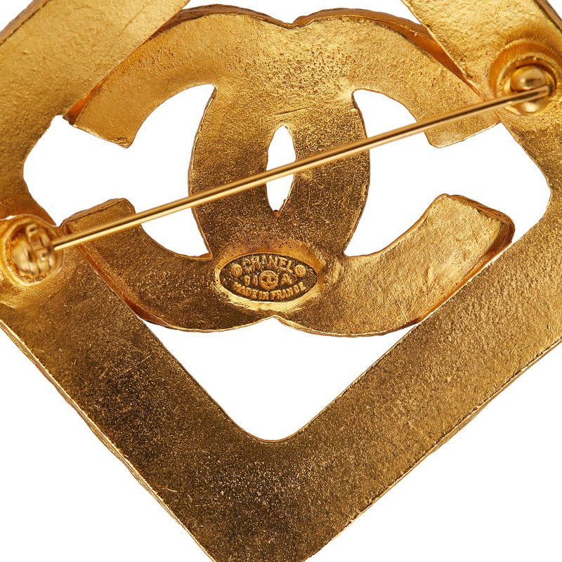 シャネル ヴィンテージ ココマーク ひし形 モチーフ ブローチ メッキ