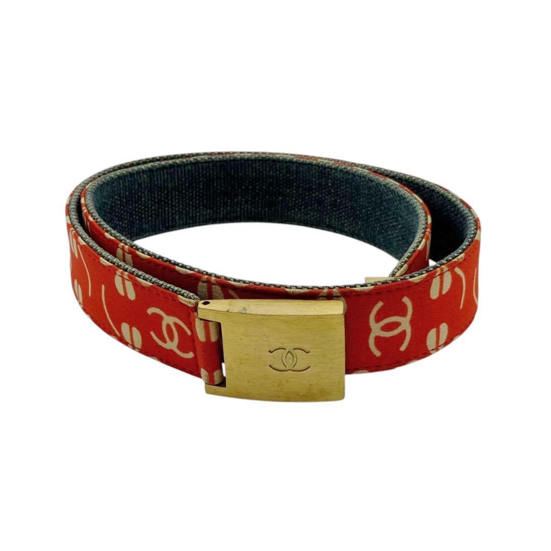 ⭐️良品⭐️ シャネル ココマーク ロゴ ベルト キャンバス レッド