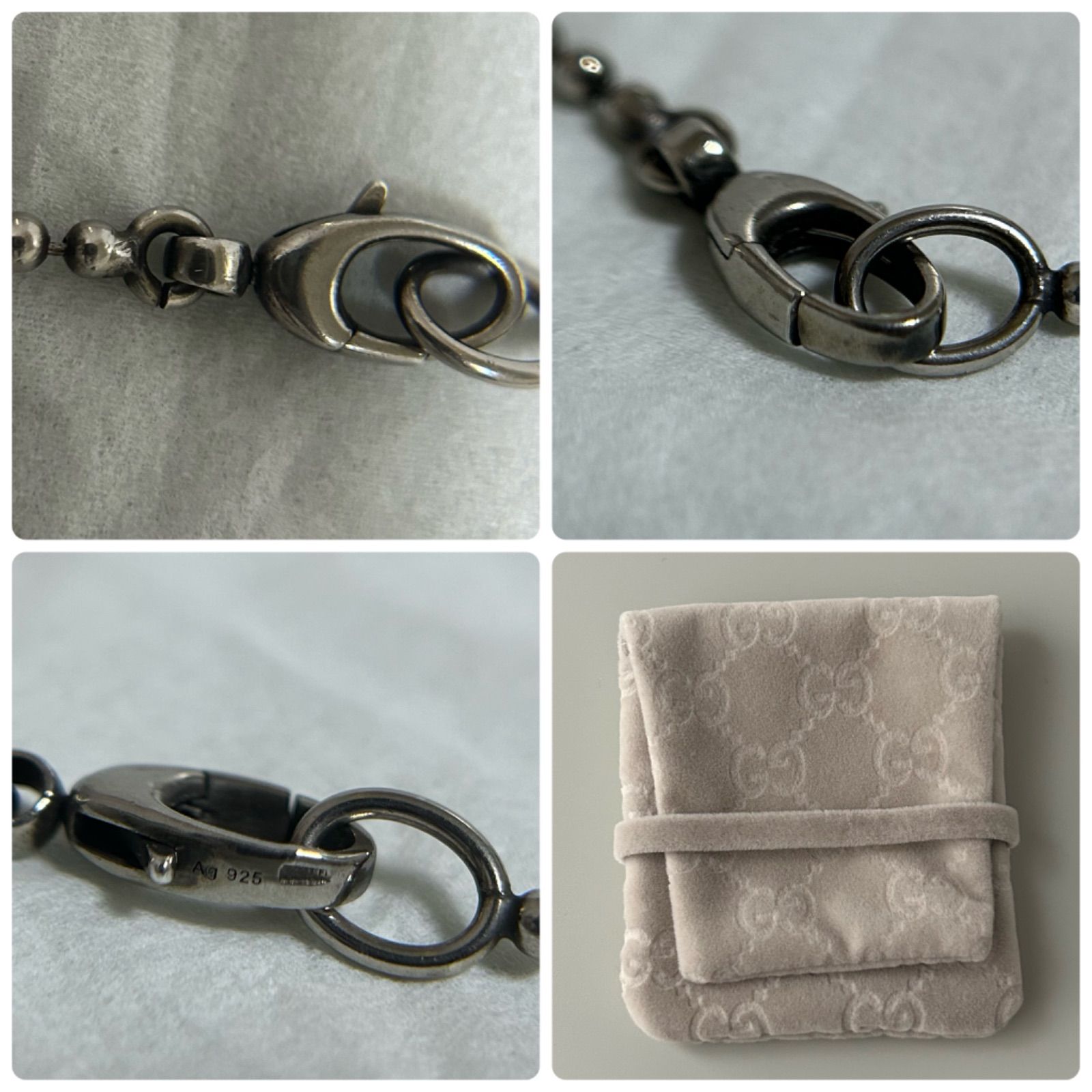 グッチ 希少 FIRENZE プレート ロング ボール Chain ネックレス AG925