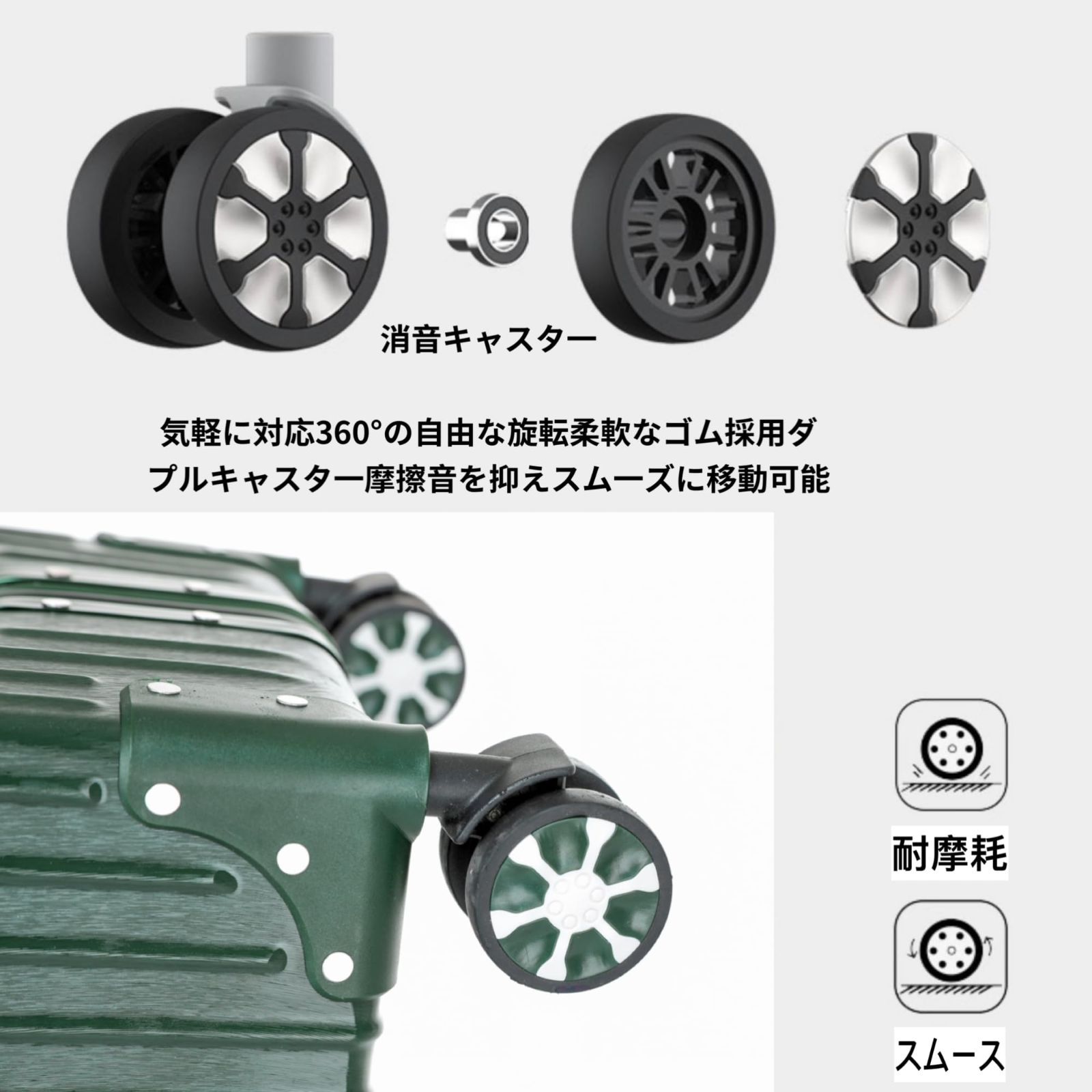  数量 出張 ビジネス tsaロック付 旅行 耐衝撃 保護カバー付き 静音ダブルキャスター Mサイズ 軽量キャリーバッグ 大型トロリーケース 3泊4日 預け入れスーツケース ケース機内持ち込み グリーン キャリー 22インチ アルミフレーム スーツケース その他 旅行かばん 小分けバッグ