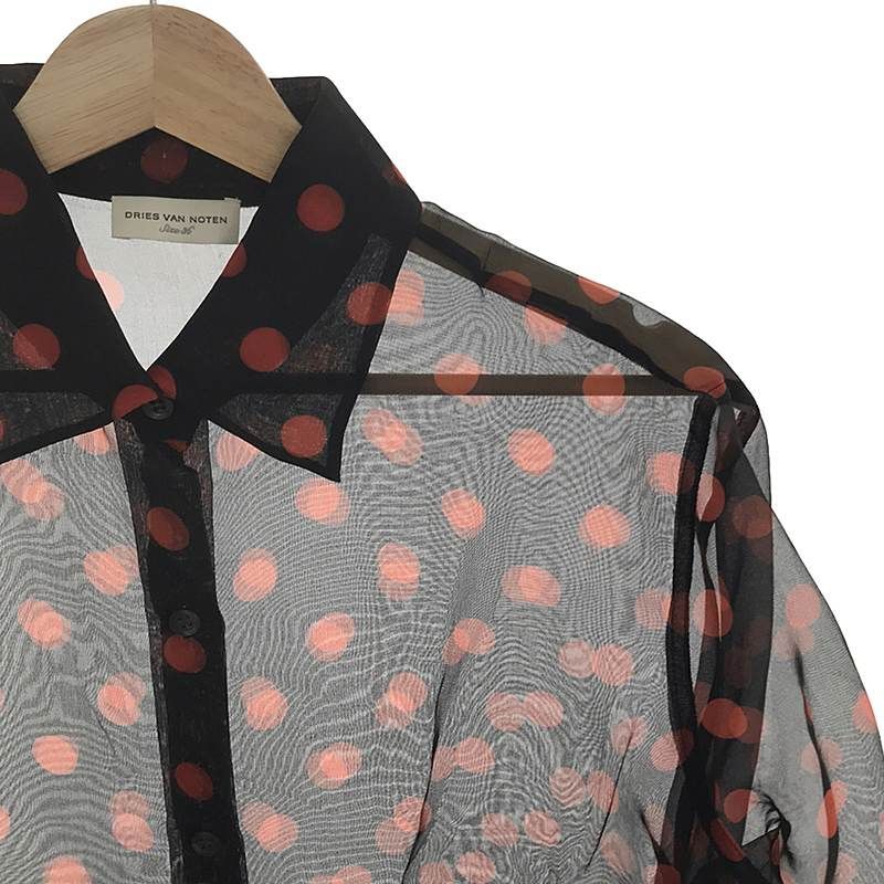 DRIES VAN NOTEN / ドリスヴァンノッテン | 2020SS | シルク ドット シースルーブラウス | 36 | ブラック/レッド | レディース DRIES VAN NOTEN / ドリスヴァンノッテン | 2020SS | シルク ドット