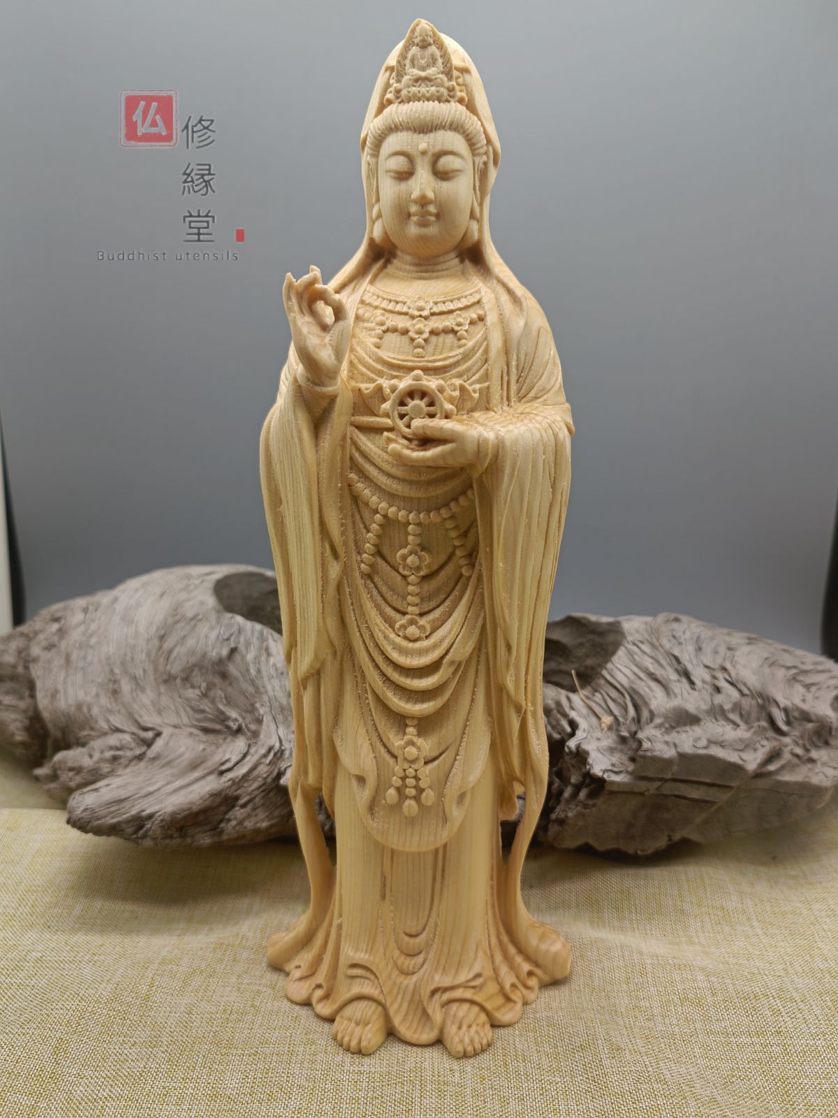 木彫り 仏像 静思観音菩薩座像 思惟菩薩 彫刻 一刀彫 天然木檜材 木彫り 仏像 静思観音菩薩座像 思惟菩薩 彫刻 一刀彫 天然木檜材