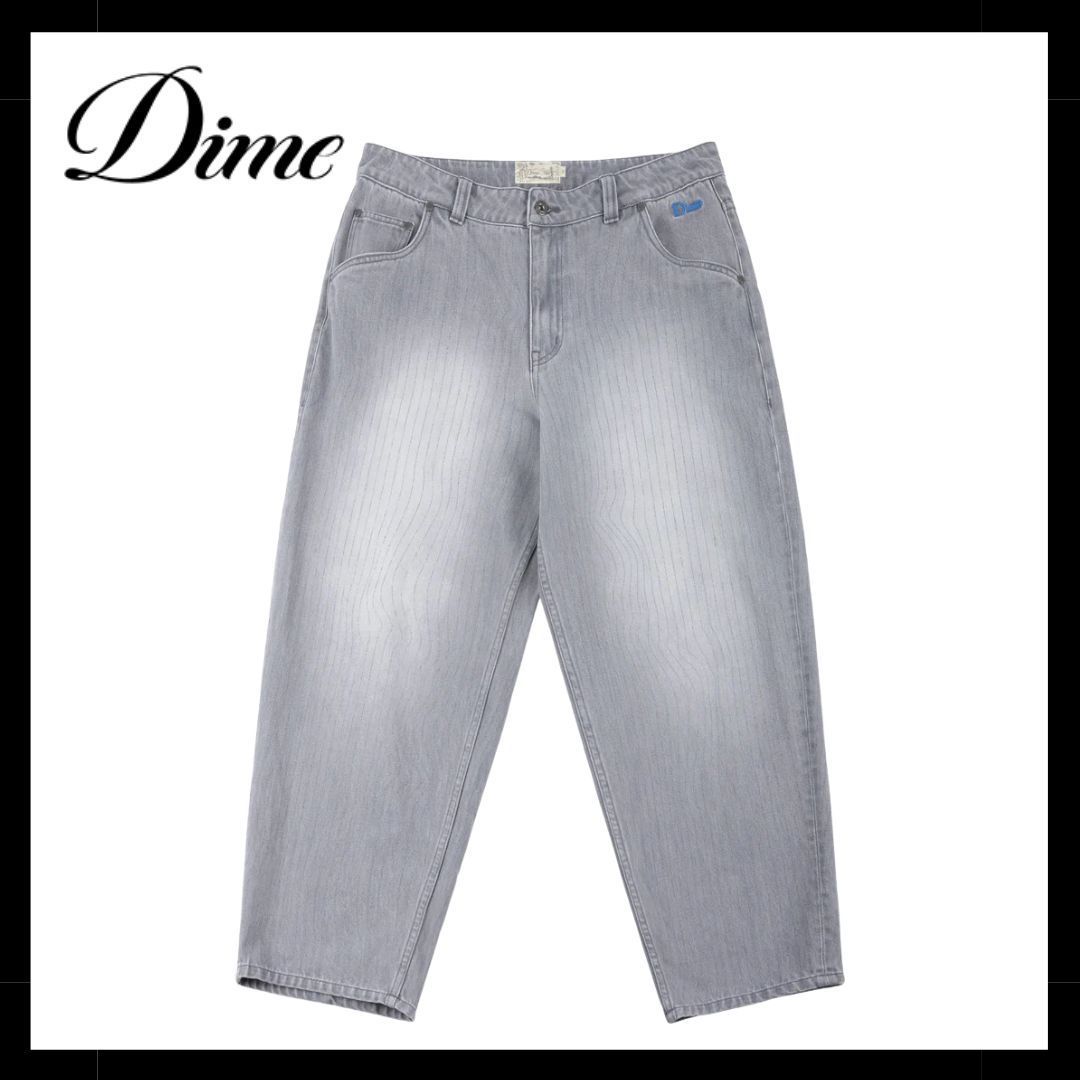 Dime ダイム Classic Baggy Denim Pants | Sandblasted Gray Striped デニムパンツ