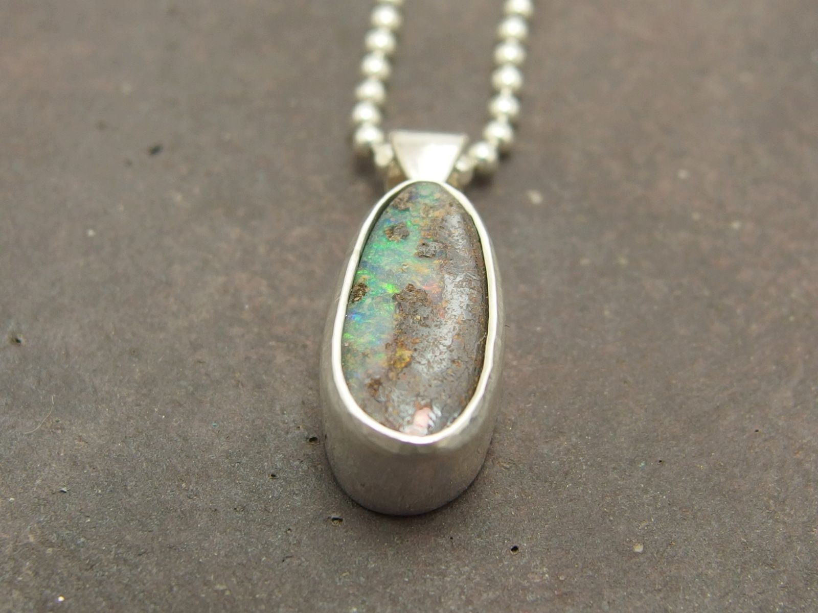 ボルダーオパールネックレス silver 天然石 オパール首飾り