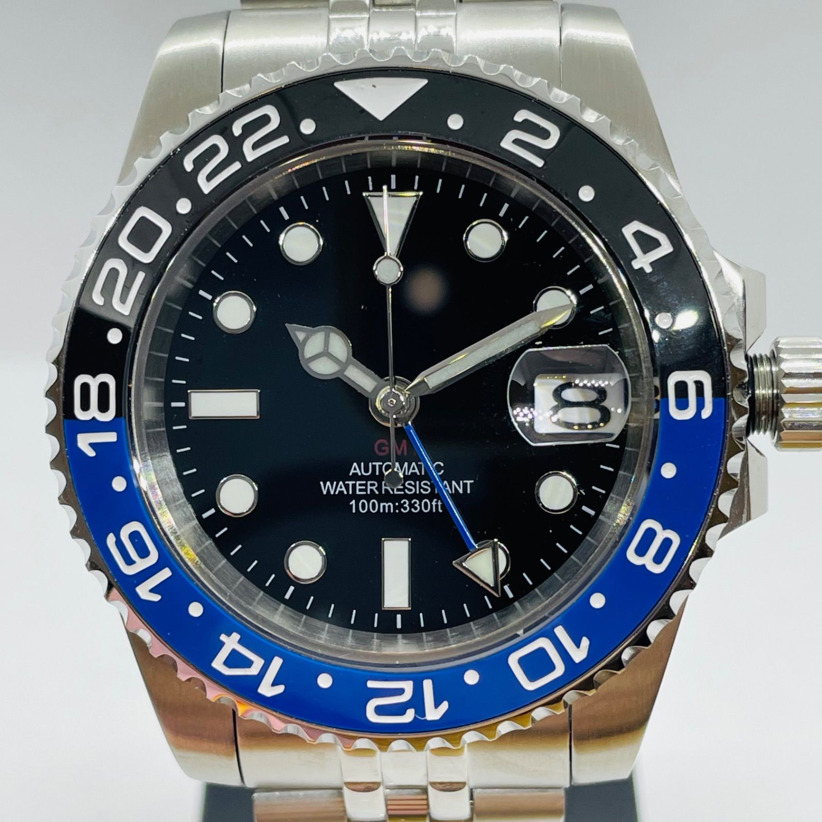 NH34搭載　MODカスタム オマージュ GMT 腕時計　バットマンフルカスタム 新品 ノーロゴ バット オマージュ MOD NH34 自動巻 カスタム