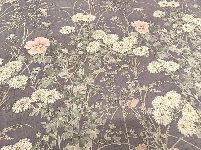 平和屋着物○染織の名門 しょうざん 生紬 訪問着 手描き 草花文 正絹