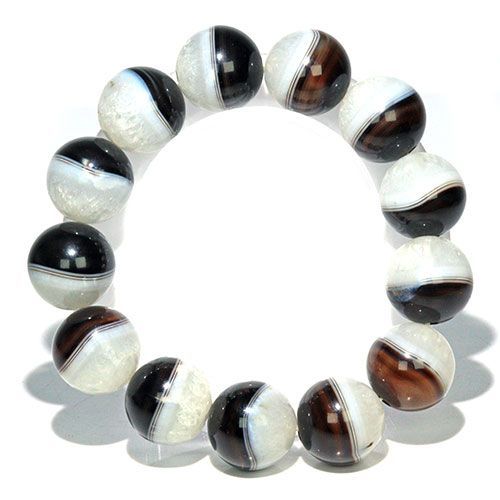 K2017-1〕高品質 レア 約17mm 天然一線薬師天地天珠瑪瑙 ブレスレット