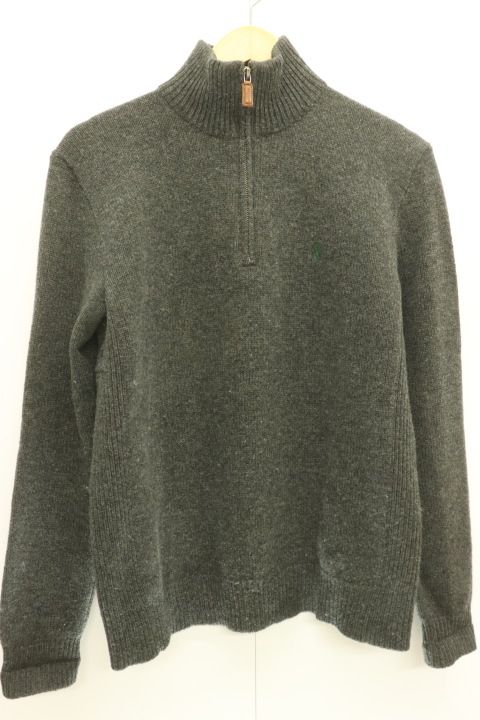 【中古】 Polo by Ralph Lauren メンズニット セーター M ハーフジップニット Polo by Ralph Lauren M グレー 灰 ロゴ
