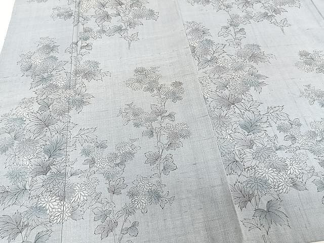 平和屋着物▽上質な紬 単衣 枝花鳥文 正絹 逸品 CAAS2462xi