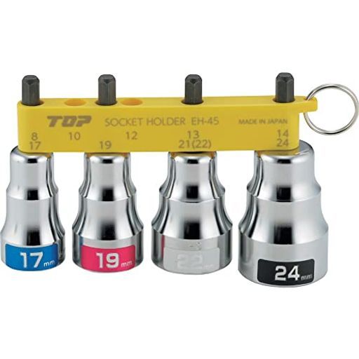 トップ工業(TOP)インパクトショートソケット4本組セット17mm19mm21mm24mmホルダー付ビット建築工具鳶道具EHS-1724HS燕三条日本製