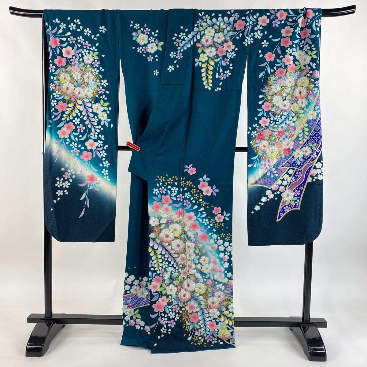美品】 振袖 身丈167cm 裄丈71cm L 袷 徳永憲峯 落款 辻が花 金彩 銀
