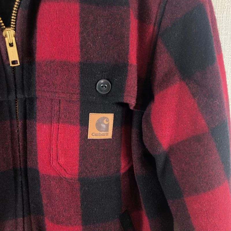 カーハート Carhartt メルトンジャケット チェック 赤 Lサイズ 860880