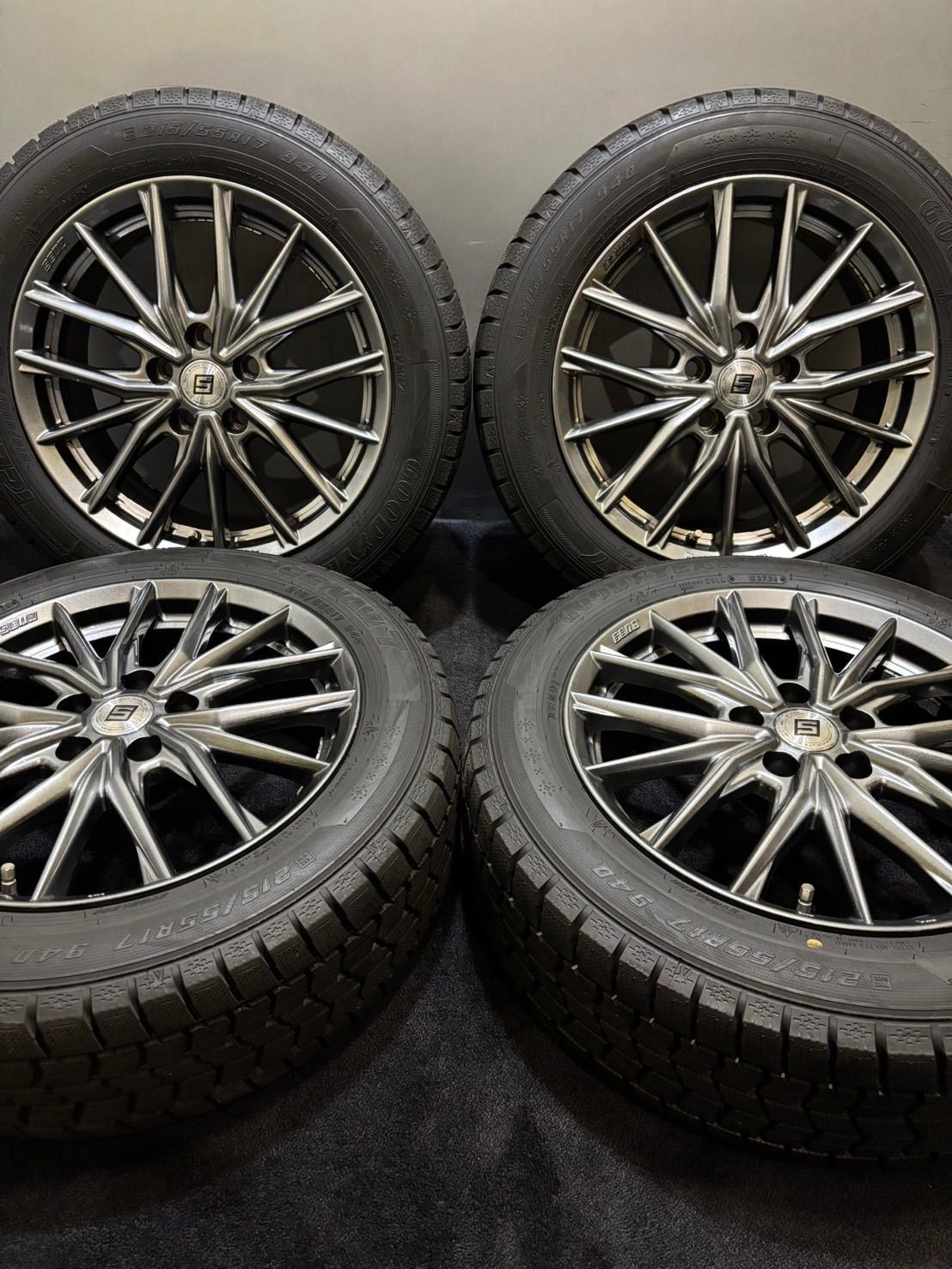215 55R17 GOODYEAR ICE NAVI7 SEIN 17インチ 7J 36 114.3 5H スタッドレス 4本 クラウン マークX カムリ 南3-K299