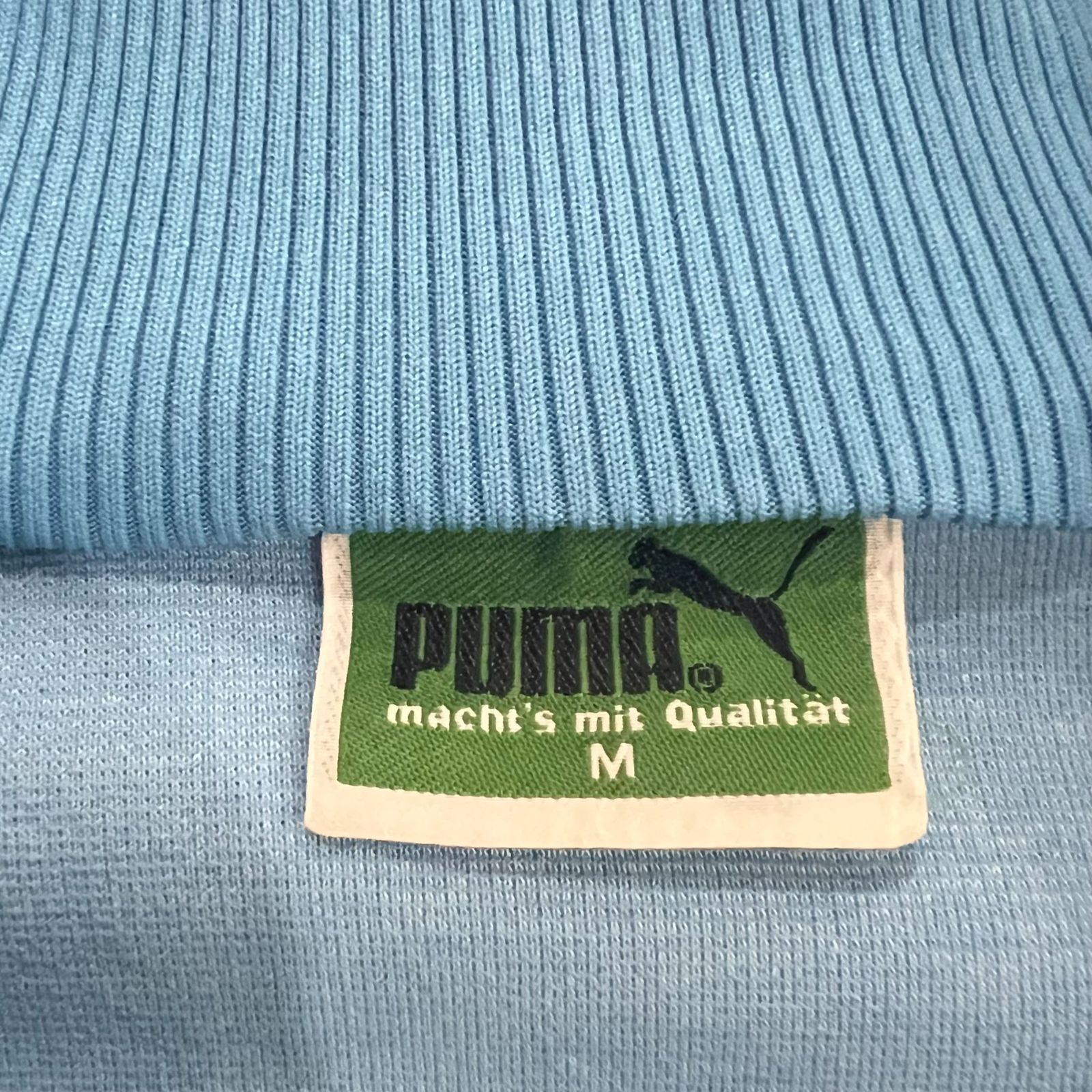 【超希少】OLDPUMA 80s プーマ 刺繍ロゴ トラックジャケット 水色 80s puma プーマ ロゴ刺繍 デザイン トラックジャケット