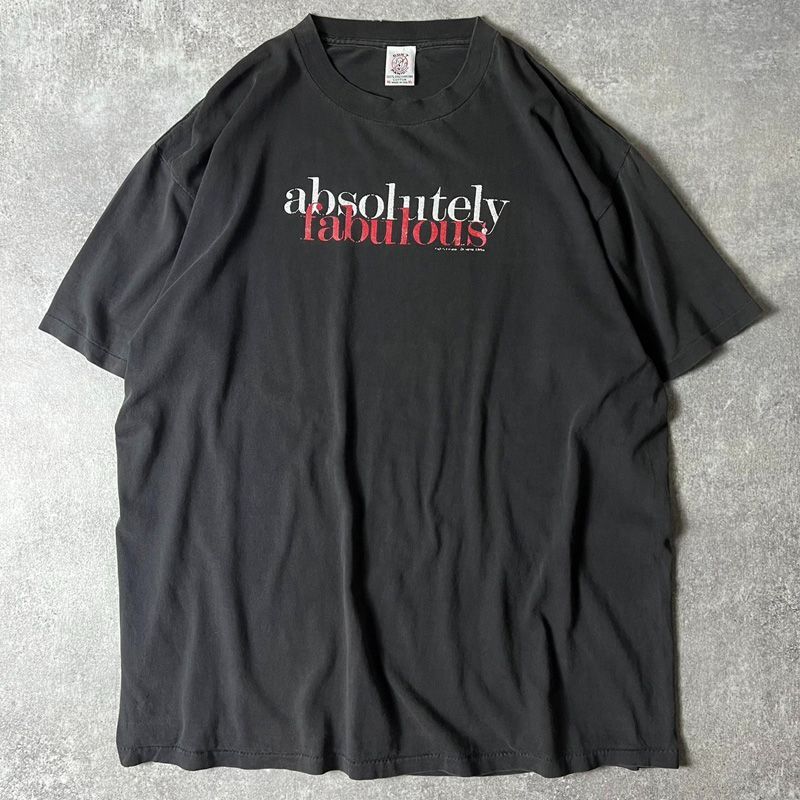 90s USA製 absolutely fabulous ロゴ プリント 半袖 Tシャツ XL / 90年代 アメリカ製 オールド シングル ブラック ムービー コメディ