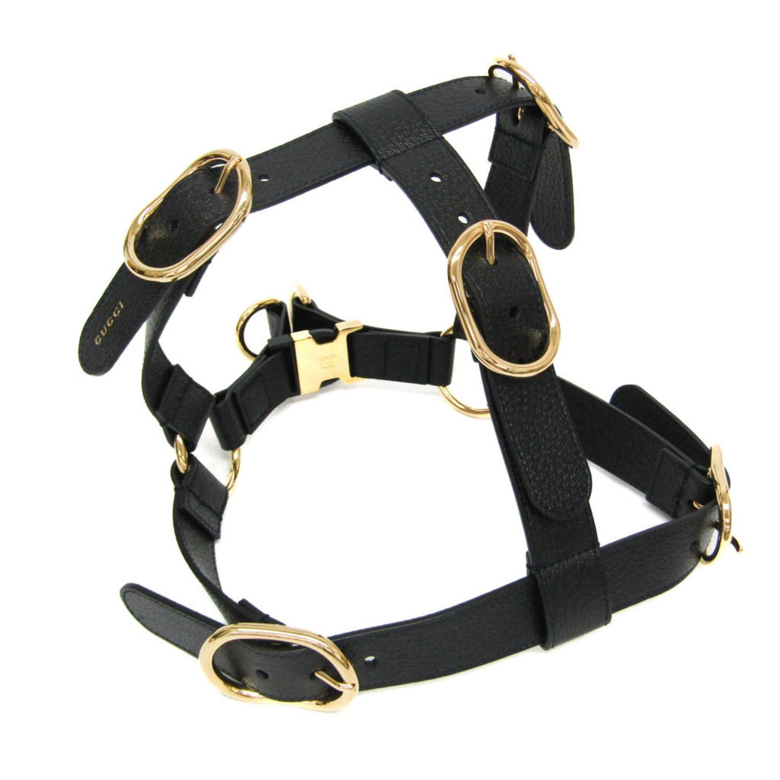 グッチ Gucci インターロッキングG ペットハーネス Lサイズ 695253 犬 胴輪 レザー ブラック