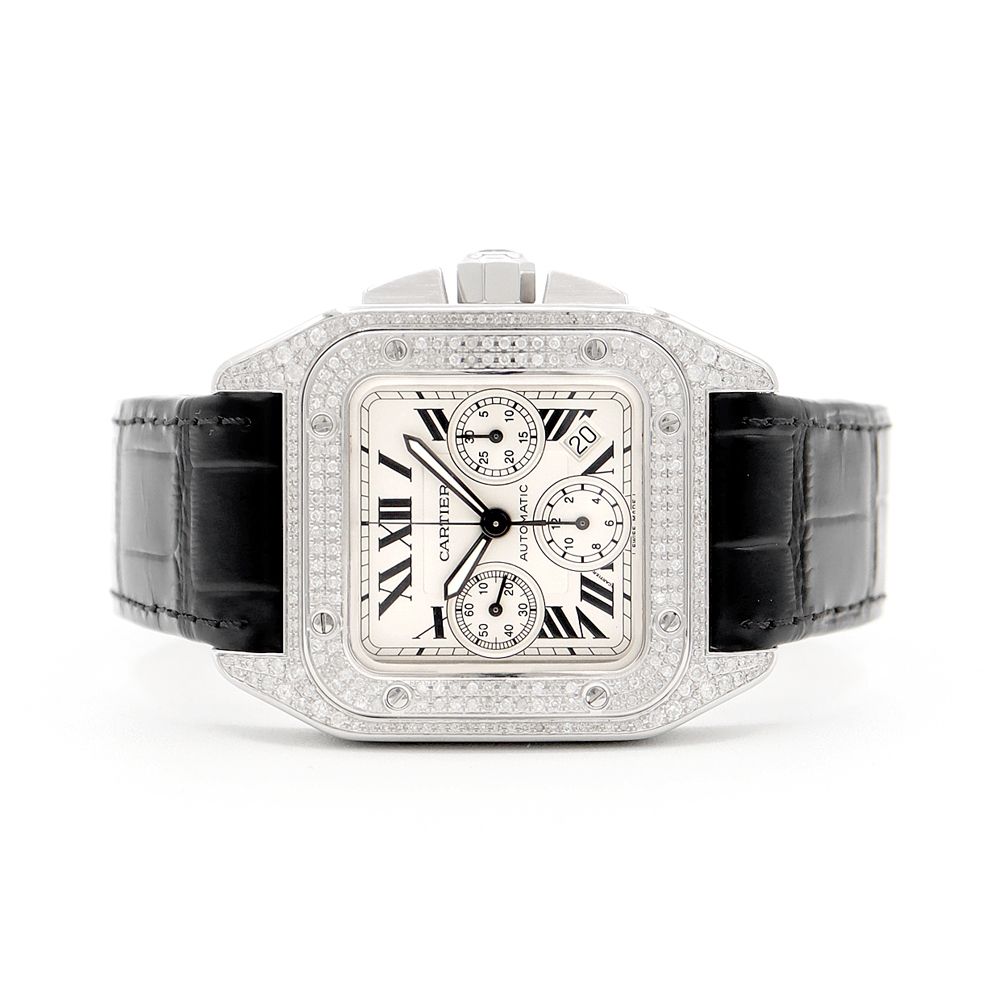 Cartier カルティエ サントス 100 XL クロノグラフ ダイヤベゼル 
