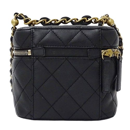 CHANEL ブラックレザー　バニティ 質屋 シャネル CHANEL ヴァニティバッグ シャイニー ラムスキン