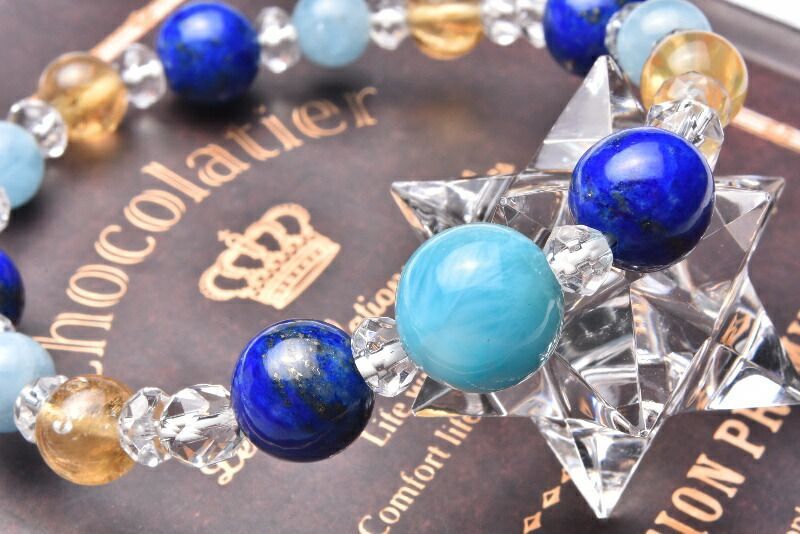 水風船のような天然ラリマーと高品質カイヤナイトシリカブレスレット