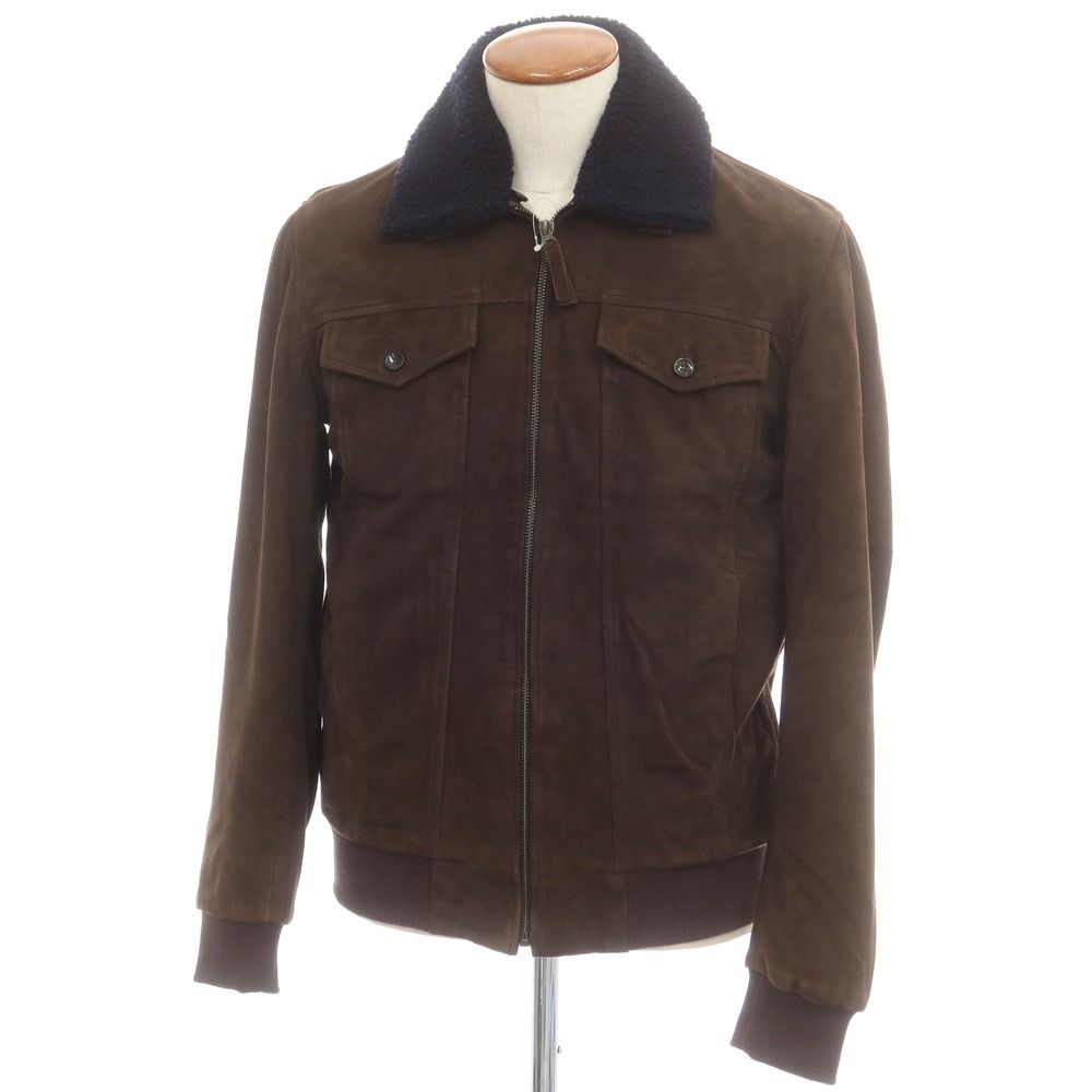 ロットセブンティーエイト lot78 スエード ボア レザーブルゾン ダークブラウンxネイビー サイズ48 メンズ