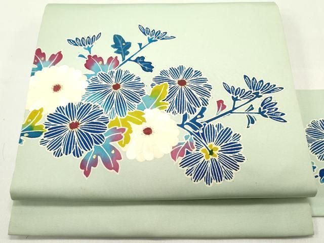 平和屋着物●塩瀬 九寸名古屋帯 草花文 金彩 正絹 DAAY0146ob