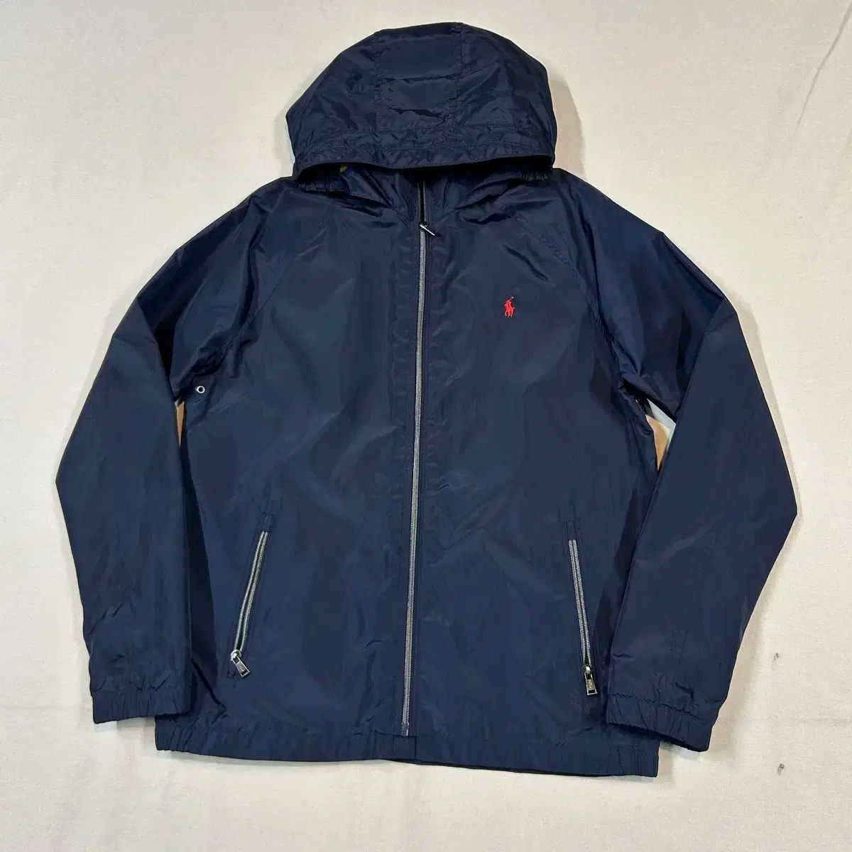 M ポロ Ralph Lauren ラルフローレン ネイビー ウィンドブレーカー フード ブルゾン