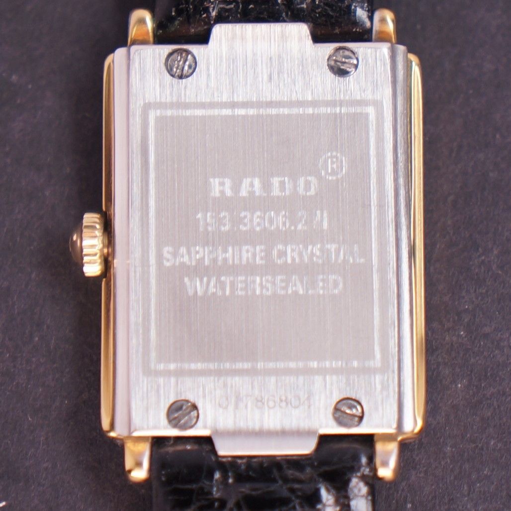 稼働品】RADO フローレンス 黒文字盤 アンティーク新品ベルト 電池交換  