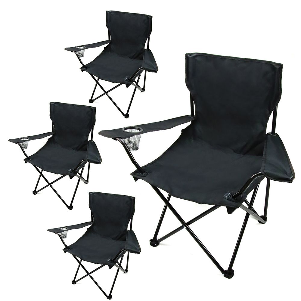 アウトドアチェアー折りたたみ4個セット売り 4個セット】アウトドアチェア ひじ掛け ドリンクホルダー付き
