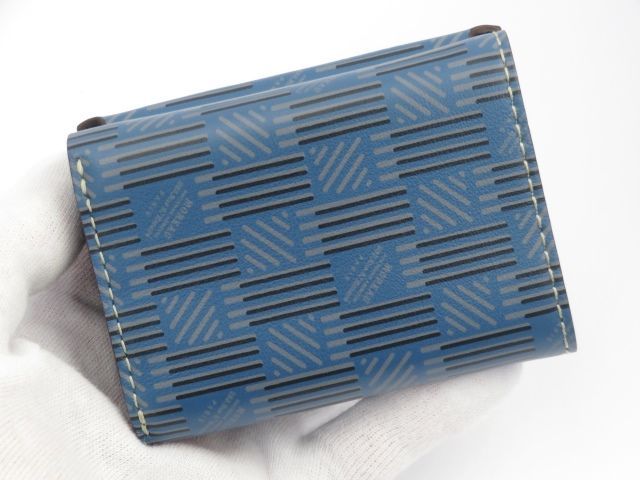 ■未使用■　モロー パリ 三つ折り コンパクト ウォレット 財布 サイフ ブルー レザー 箱 【A75210-2】