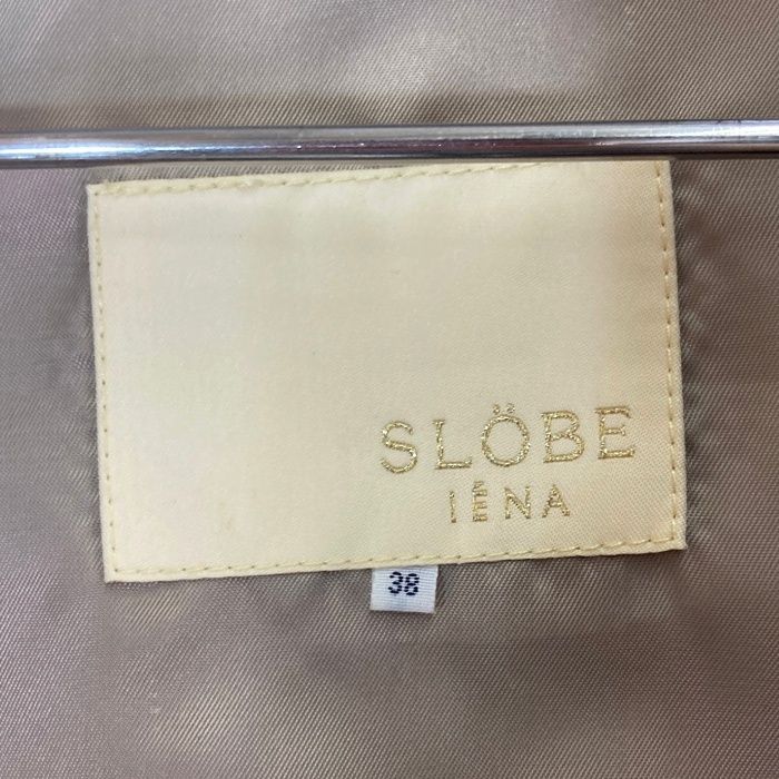 【美品】スローブイエナ　ベージュ レザーダブルライダースジャケット 38Mサイズ ☆SLOBE IENA スローブイエナ レザーダブルライダースジャケット