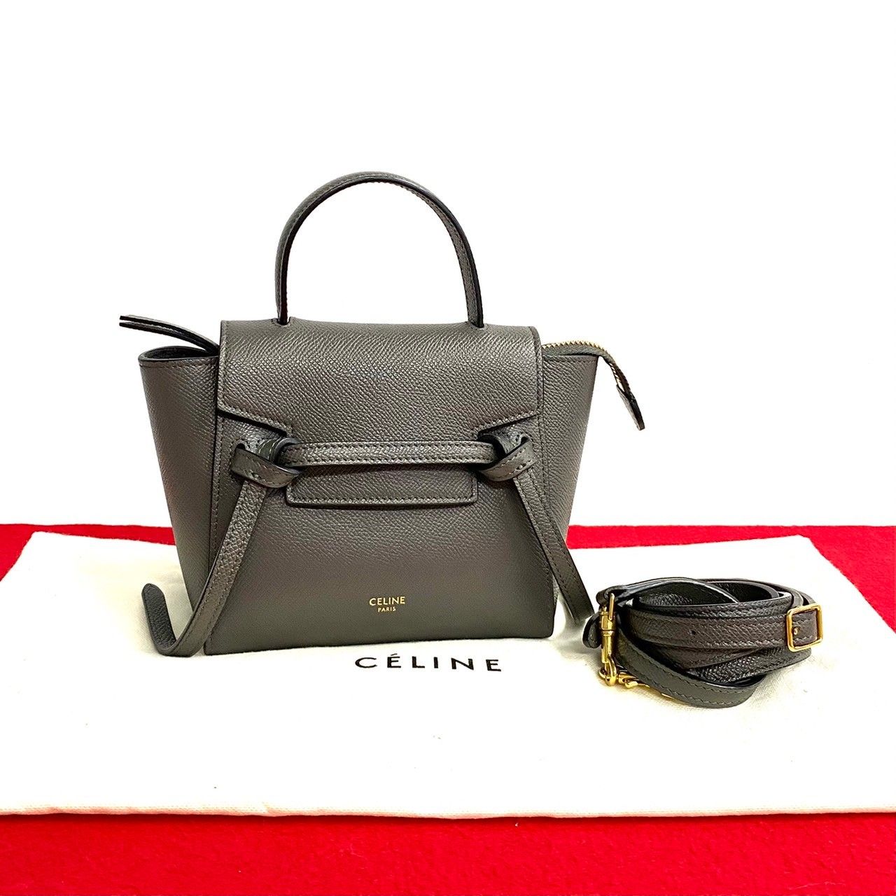 CELINE ベルトバッグ ミニ 【A-ランク美品 保存袋付き】 未使用保管品 保存袋付 CELINE セリーヌ ベルトバッグ ピコ ロゴ